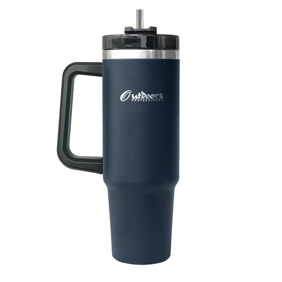 Outdoors Professional 40-oz. Stainless Steel Double-Walled Insulated Tumbler with Straw (Navy Blue)