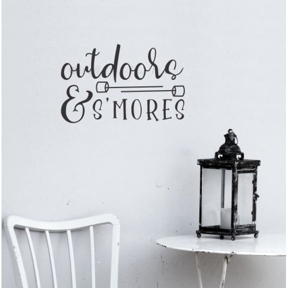 Outdoors & S'mores RV Decals - Vinyl Camper Decals - Vintage RV Art Die-Cut Vinyl Graphics for RV - RV Camper Decals Sayings for Wall Decor - Decals for RV Trailers, 18x11.5-Inch, Black