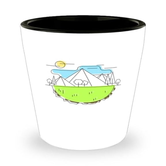Outdoor Adventure Geometric Mountain Shot Glass, Nature-Inspired Mini Glassware, 1.5oz Cup, Unique Gift for Nature Lovers and Enthusiasts