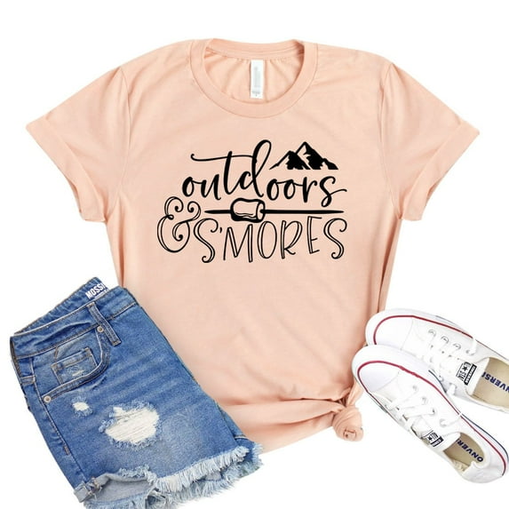 Outdoors & Smores T-shirt Camping Shirt Toasting Shirts Women's Vacation Tshirt Campfire Tee Hiking Gift