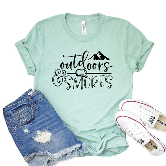 Outdoors & Smores T-shirt Camping Shirt Toasting Shirts Women's Vacation Tshirt Campfire Tee Hiking Gift