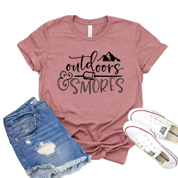 Outdoors & Smores T-shirt Camping Shirt Toasting Shirts Women's Vacation Tshirt Campfire Tee Hiking Gift