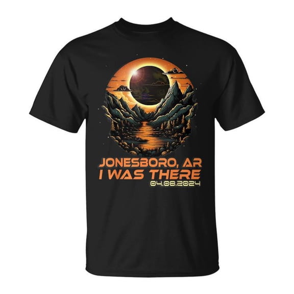 Outdoors Total Solar Eclipse Tee Jonesboro Arkansas AR Unisex Adult Cotton Astronomy Event Nature Graphic Shirt, Size 3XL, Color Black