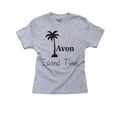 thumbnail image 1 of Outer Banks - Avon, NC - Island Time Palm Tree Girl's Cotton Youth Grey T-Shirt, 1 of 2