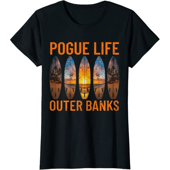 Outer Banks Beach Sunset Surfing Pogue Life T-Shirt