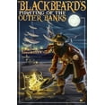 thumbnail image 1 of Outer Banks, North Carolina, Blackbeard Pirate and Queen Anne's Revenge (24x36 Giclee Gallery Art Print, Vivid Textured Wall Decor), 1 of 3