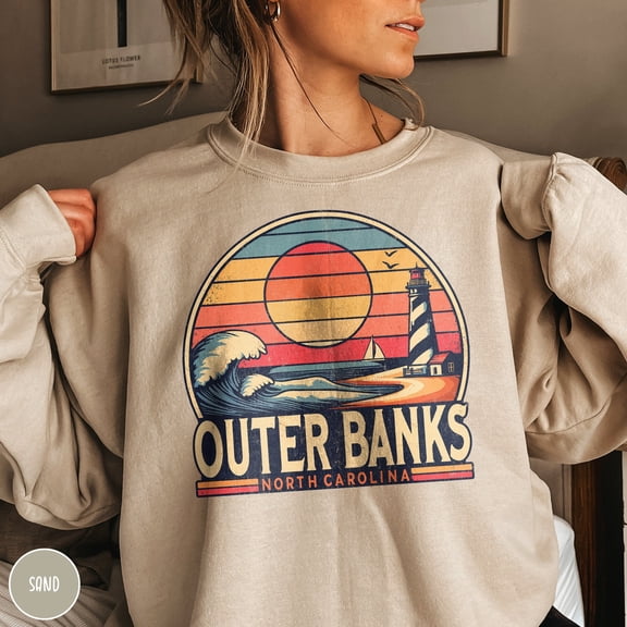 Outer Banks North Carolina Sunset Lighthouse Sweatshirt, Unisex Classic Fit, Cotton-Poly Fleece, 271 GSM