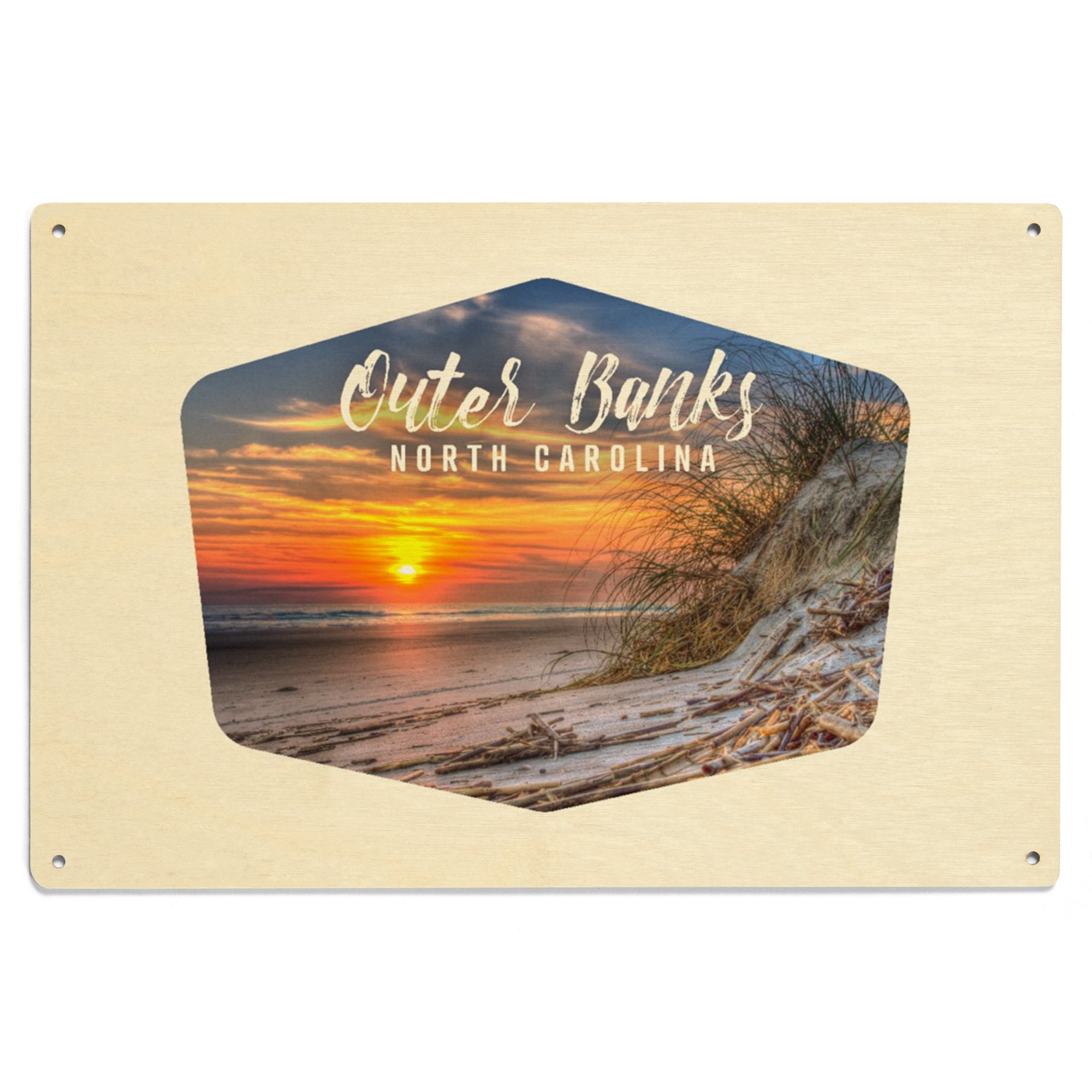 Outer Banks, North Carolina, Sunset on Beach, Contour Birch Wood Wall ...