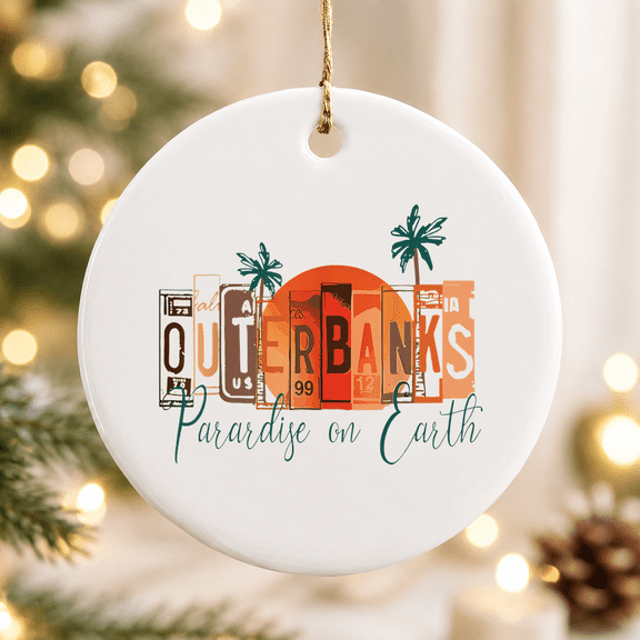 Outer Banks Obx North Carolina Summer Retro Preppy Throwback Christmas Ornament, Holiday Decor Gift, Ceramic Ornament