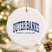 Outer Banks Obx North Carolina Summer Retro Preppy Throwback Christmas Ornament, Seasonal Decor Gift, Ceramic Ornament