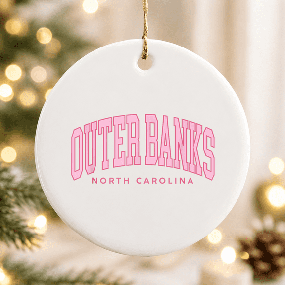 Outer Banks Obx North Carolina Summer Retro Preppy Throwback Holiday Tree Ornament, Keepsake Gift, Ceramic Ornament