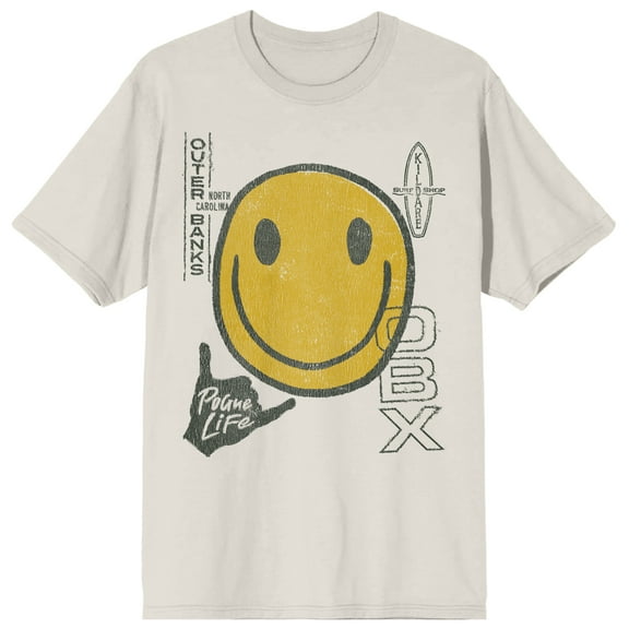 Outer Banks Smiley Face Men's Sand Crew Neck Short Sleeve T-shirt-3XL