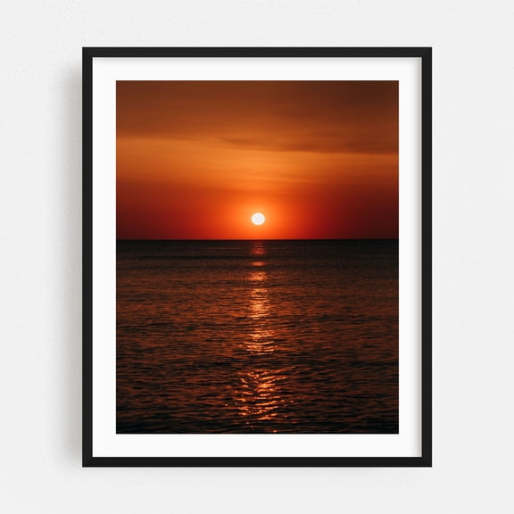 Outer Banks Sunrise 01 - Nags Head North Carolina Photography Black Framed Wall Art Print 16 x 20 inches