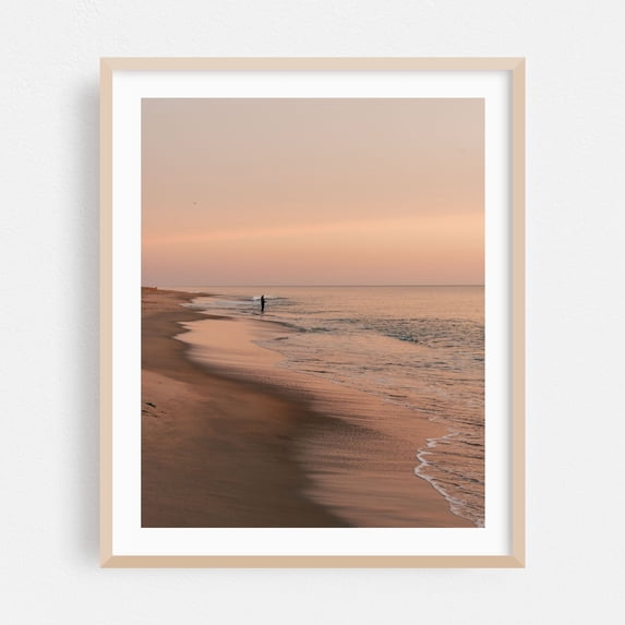 Outer Banks Sunrise 02 - Nags Head North Carolina Photography Beach Sunset Ocean Coast Minimalist Pastel Landscape Oak Framed Wall Art Print 11 x 14 inches