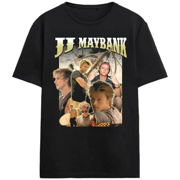Outer Banks The Many Poses Of JJ Maybank Adult Black Crew Neck Short Sleeve T-shirt-Large