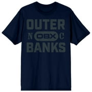 Outer Banks Tonal OBX NC Mens Navy Crew Neck Short Sleeve T-shirt -Large