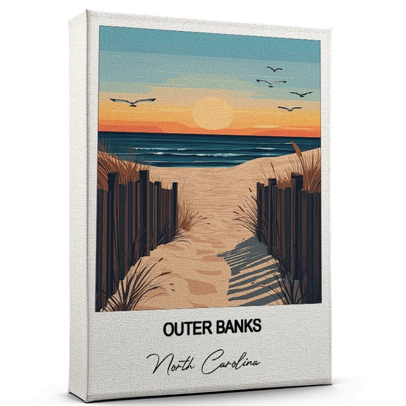Outer Banks Travel Poster Canvas  North Carolina Canvas  Unique Gift Idea for Home, Office, or Living Space
