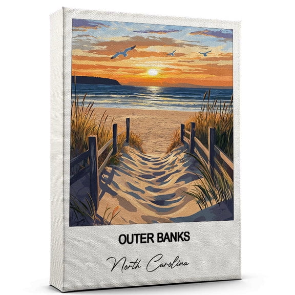 Outer Banks Travel Scenic Canvas Wall Art -North Carolina Canvas Nature-Inspired Print for Bedroom, Living Room, or Office Travel Gift