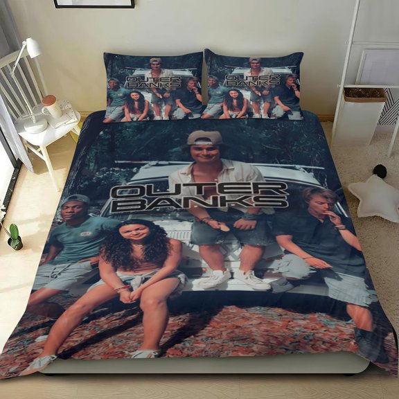 Outer Banks themed sheet set, three-piece, plush,standout design, machine-washable, great gifts for family, friends, fans, 53x79 in (135*200 cm).