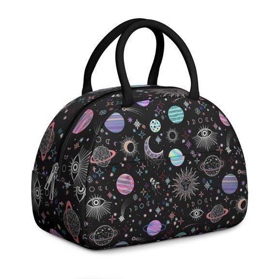 Outer Galaxy Lunch Bag – Celestial Bloom Print Insulated Tote for Space Geeks, Durable and Lightweight for Daily Use
