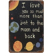 Outer Galaxy Space Theme Metal Tin Sign, Sci Fi Bedroom Wall Decor Plaque, 8 x 12 Inch