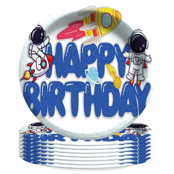 Outer Space 6th Plates Birthday Decorations Party Supplies Tableware Disposable Dinnerware 8pcs