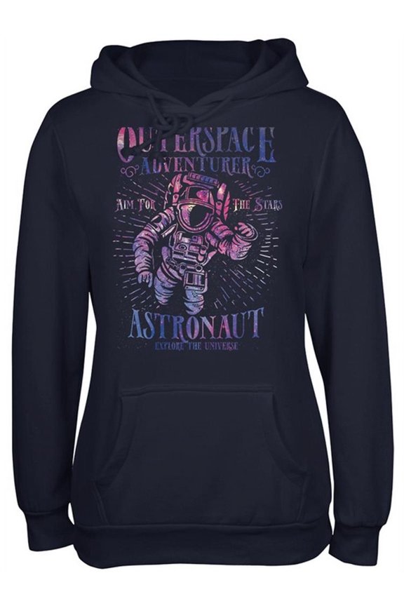 Outer Space Adventurer Astronaut Aim For The Stars Juniors Soft Hoodie Navy 2XL