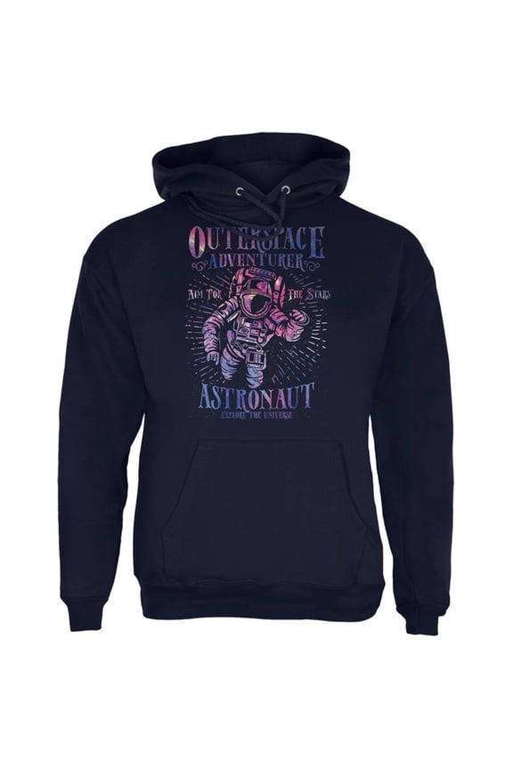 Outer Space Adventurer Astronaut Aim For The Stars Mens Hoodie Navy LG