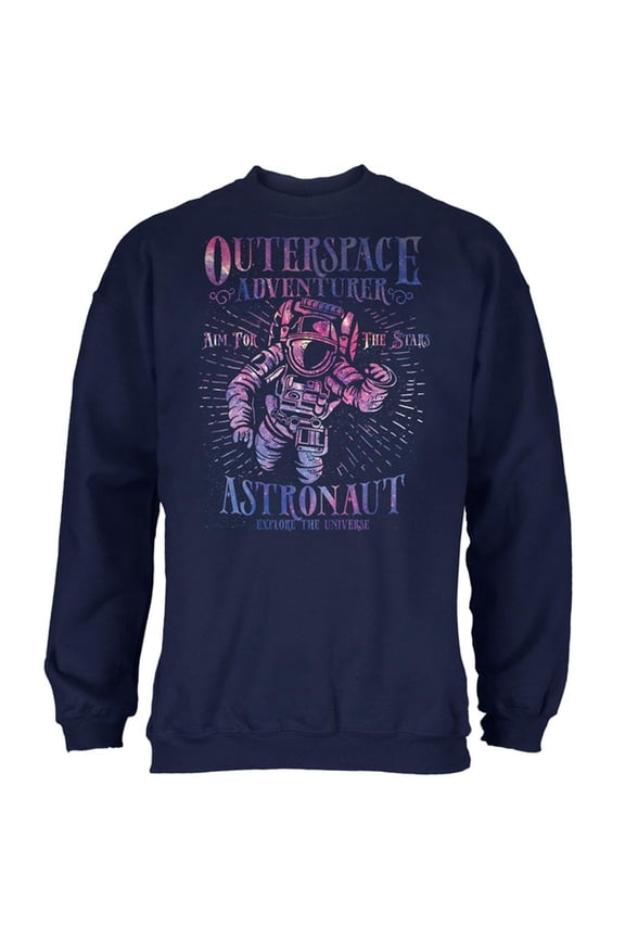 Outer Space Adventurer Astronaut Aim For The Stars Mens Sweatshirt Navy 2XL