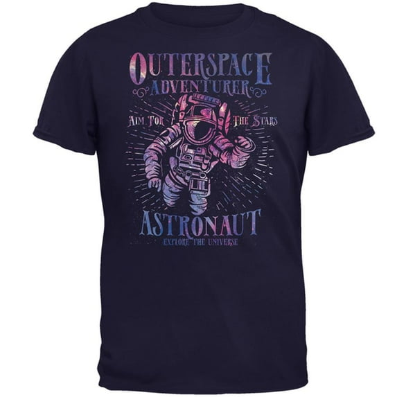 Outer Space Adventurer Astronaut Aim For The Stars Mens T Shirt Navy MD
