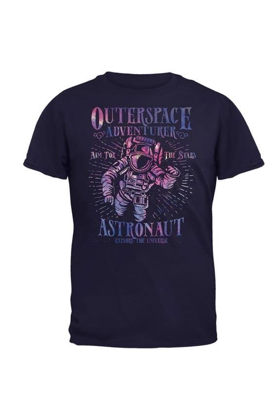 Outer Space Adventurer Astronaut Aim For The Stars Mens T Shirt Navy X-LG