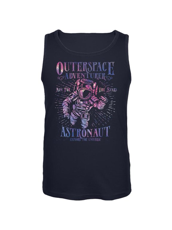Outer Space Adventurer Astronaut Aim For The Stars Mens Tank Top Navy LG