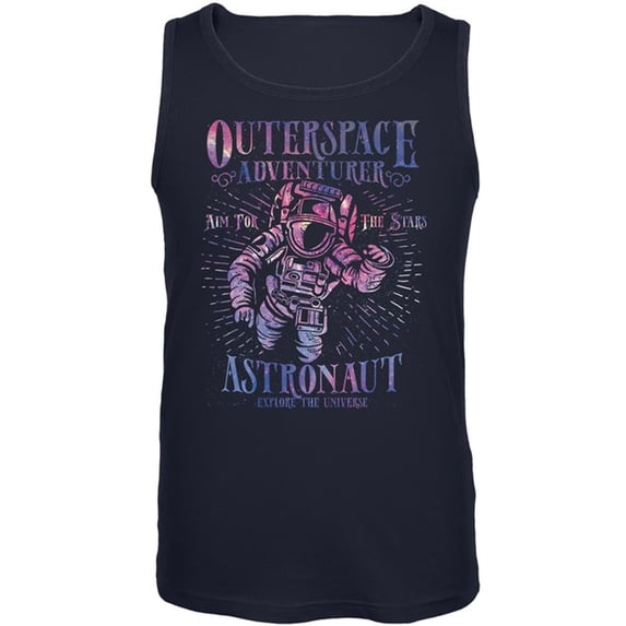 Outer Space Adventurer Astronaut Aim For The Stars Mens Tank Top Navy SM