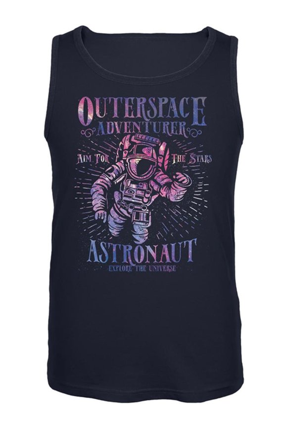 Outer Space Adventurer Astronaut Aim For The Stars Mens Tank Top Navy SM