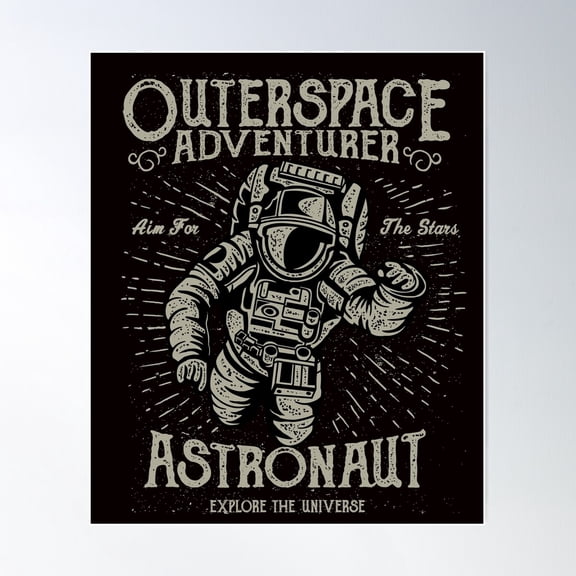Outer Space Adventurer Astronaut Aim For The Stars Poster Wall Art, Modern Wall Decor For Living Room Bedroom, 8x12 UNFRAMED