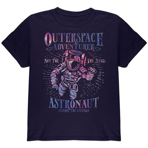 Outer Space Adventurer Astronaut Aim For The Stars Youth T Shirt Navy YMD