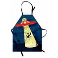 thumbnail image 1 of Outer Space Apron Distressed Graphic of an Alien Abduction of Human Science Fiction Image, Unisex Kitchen Bib Apron with Adjustable Neck for Cooking Baking Gardening, Blue and Yellow, by Ambesonne, 1 of 3