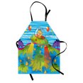 thumbnail image 1 of Outer Space Apron For Kids Scary Monster in Ufo on Planet Solar System Galaxy Funky Background, Unisex Kitchen Bib Apron with Adjustable Neck for Cooking Baking Gardening, Green Blue, by Ambesonne, 1 of 3
