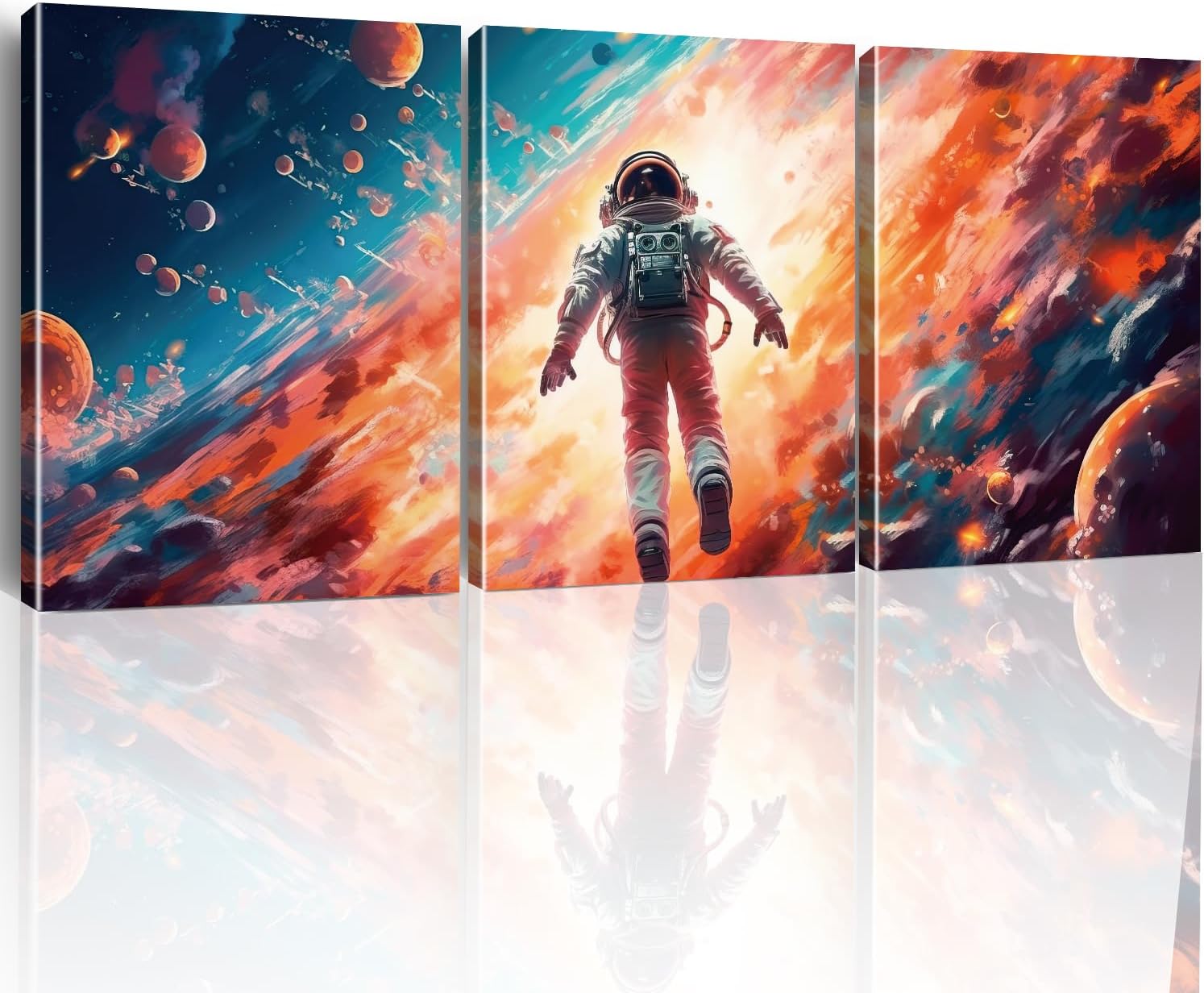 Outer Space Art Wall Decor Astronaut Spaceman Planets Spaceship Canvas ...
