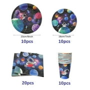 Space Astronaut Birthday Disposable Tableware Space Universe Plates Cups Napkins Banner Boys Outer Space Theme Party Decoration