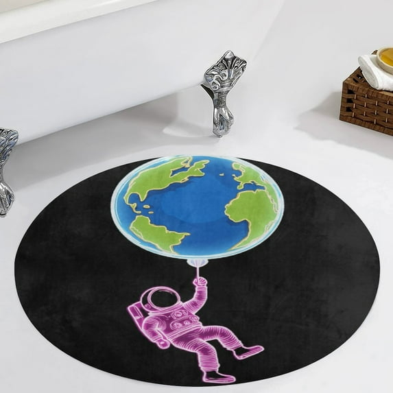 Outer Space Astronauts (134) Round Area Rugs for Bedroom Living Room, 6FT Soft Comfy Indoor Circle Carpets, Carpet Home Decor Floor Mat