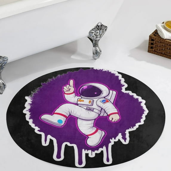 Outer Space Astronauts (16) Round Area Rugs for Bedroom Living Room, 4FT Soft Comfy Indoor Circle Carpets, Carpet Home Decor Floor Mat
