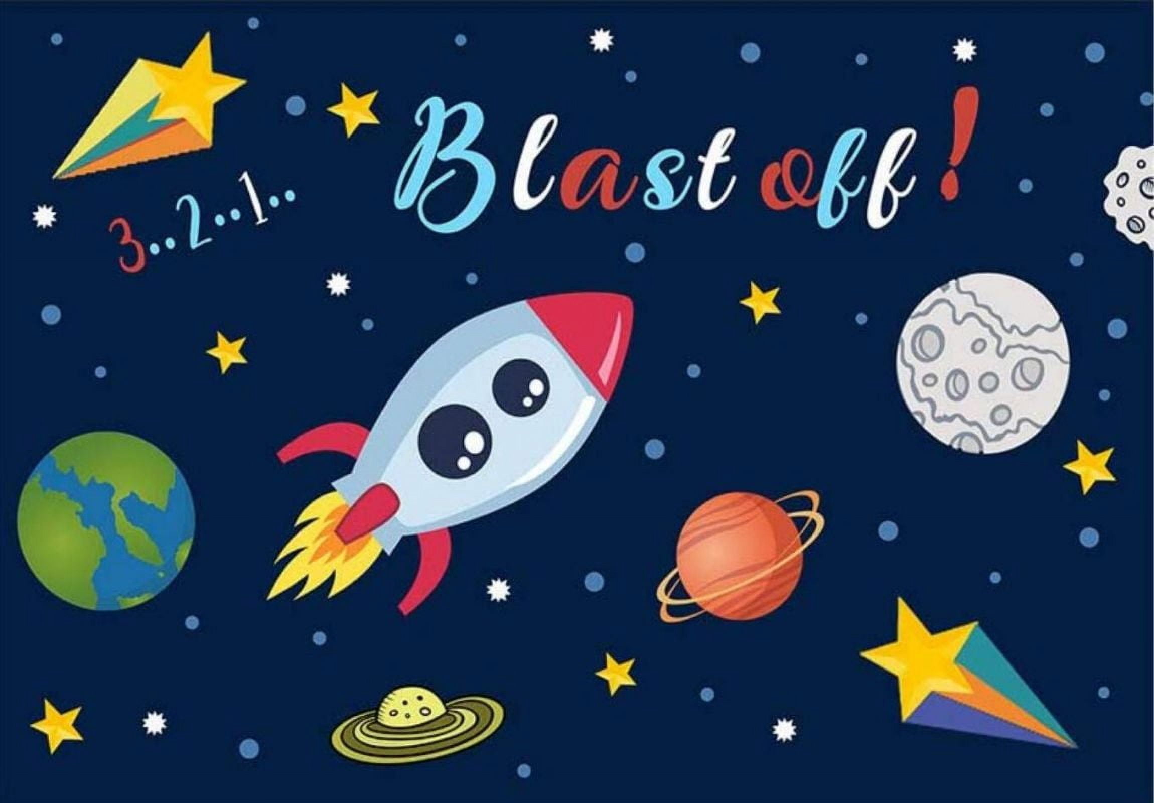 Kit Décoration Fête Spatiale Fun Express - 4 Pièces : Fond Photo Fusée Et Galaxie - Neuf