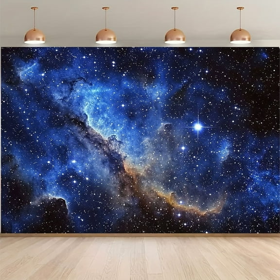 Outer Space Backdrop Blue Galaxy Stars Night Sky Photography Background Mystical Universe Nebula Baby Shower Birthday Party Decorations Banner Supplies Photo Booth Props