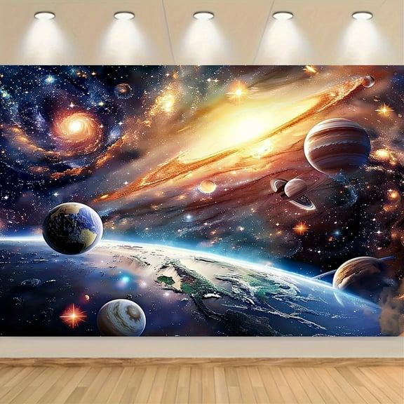 Outer Space Backdrop Cosmic Universe Solar System Banner for Baby Boys Girls Planet Theme Birthday Party Galaxy Birthday Party Photography Background Photo Studio Props Cake Table Decor