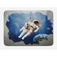 thumbnail image 1 of Outer Space Bath Mat, Astronaut on the Grunge Half Done with Geometric Brushstroke SciFi Modern Art, Non-Slip Plush Mat Bathroom Kitchen Laundry Room Decor, 29.5 X 17.5 Inches, Blue Biege, Ambesonne, 1 of 2
