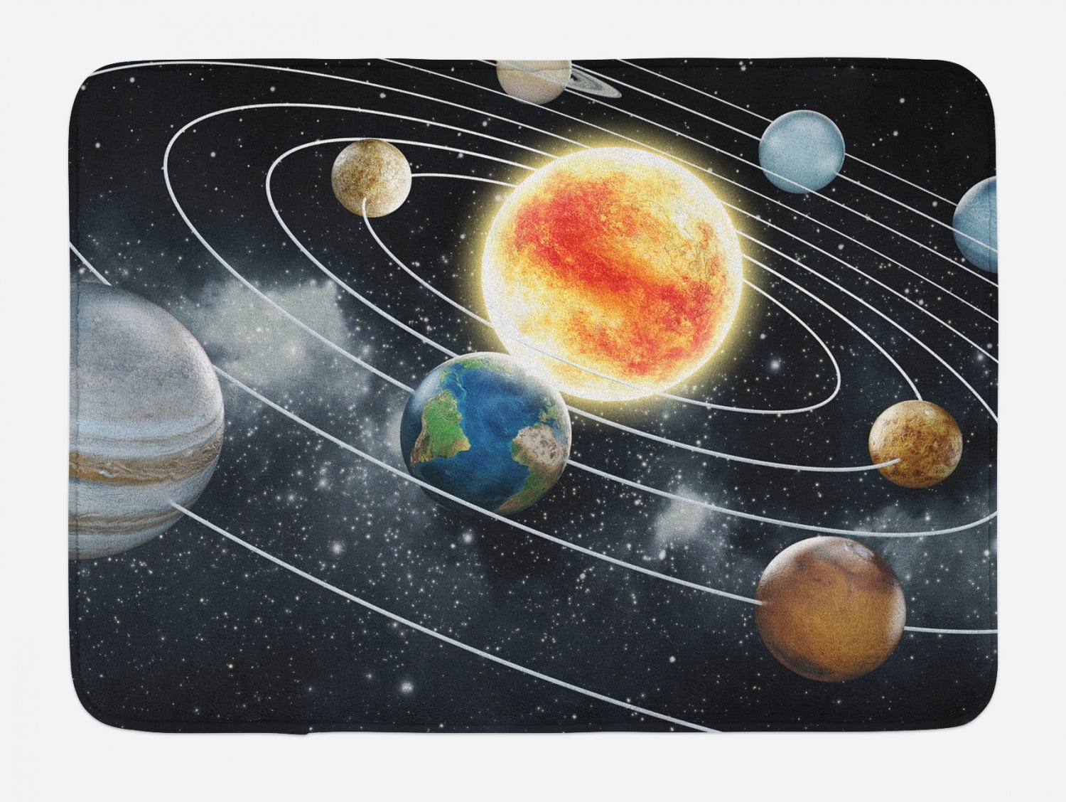 Outer Space Bath Mat, Solar System 8 Planets Universe Elements Sun ...