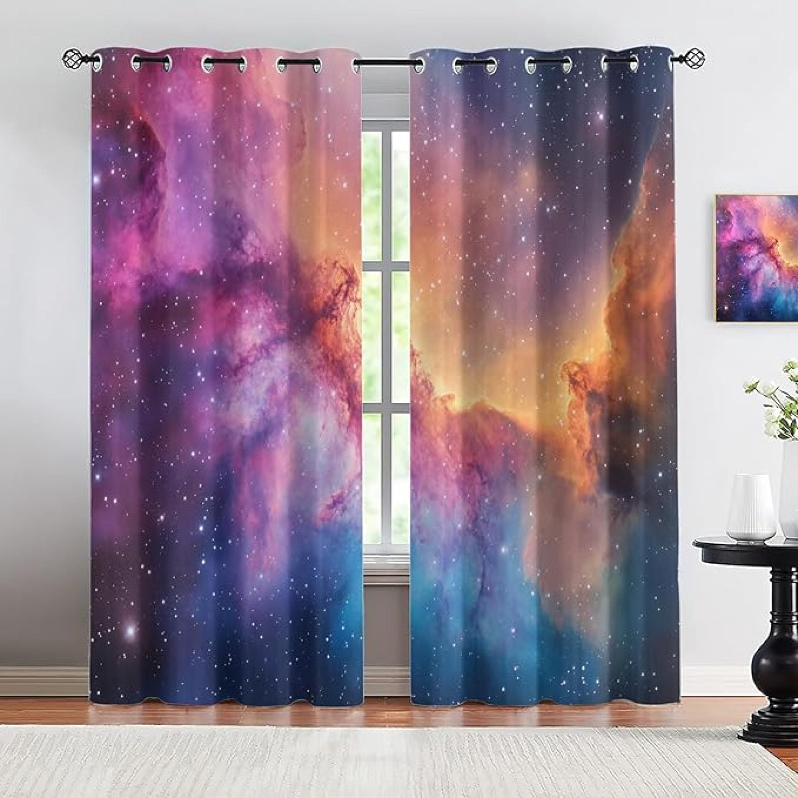 Outer Space Blackout Curtains For Girls Boys Home Decor, Milky Way