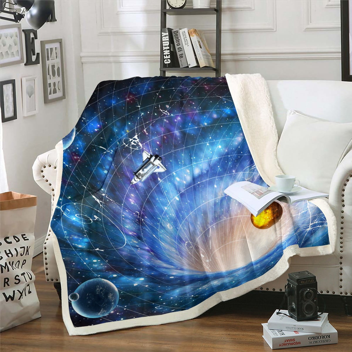 Galaxy Purple Stardust Space Print Throw Blanket