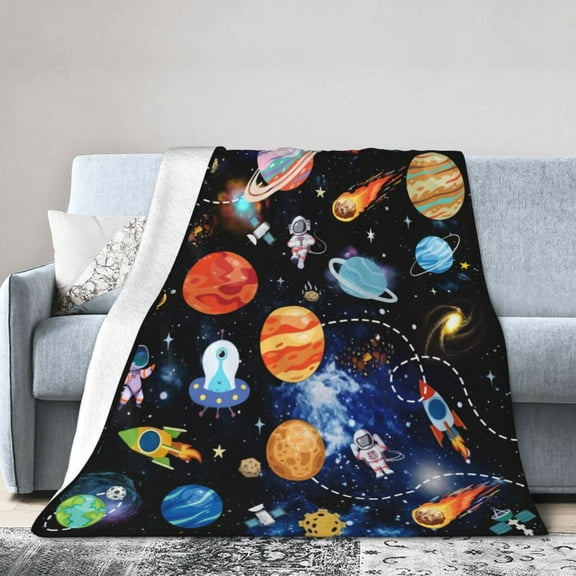 Outer Space Blanket Gifts For Kids Adults - Lightweight Throw Blanket For Bedroom Living Room Decor Soft Fuzzy Fleece Cozy Plush Bed Couch 50"X40"